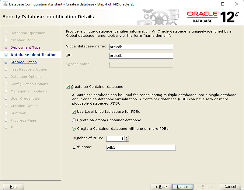 create oracle container database 4