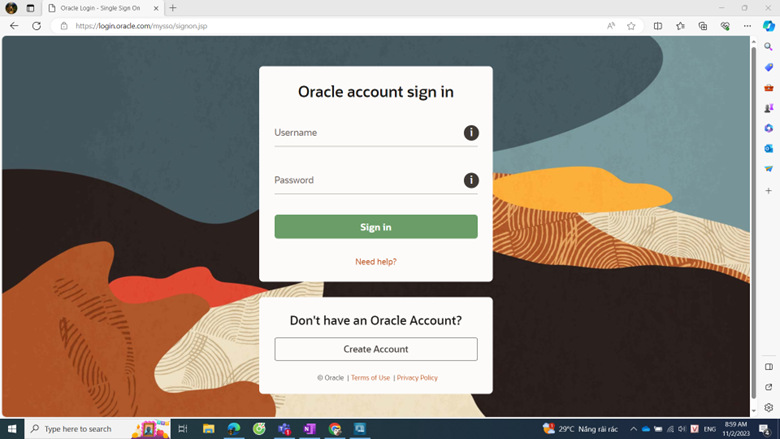 đăng nhập Oracle